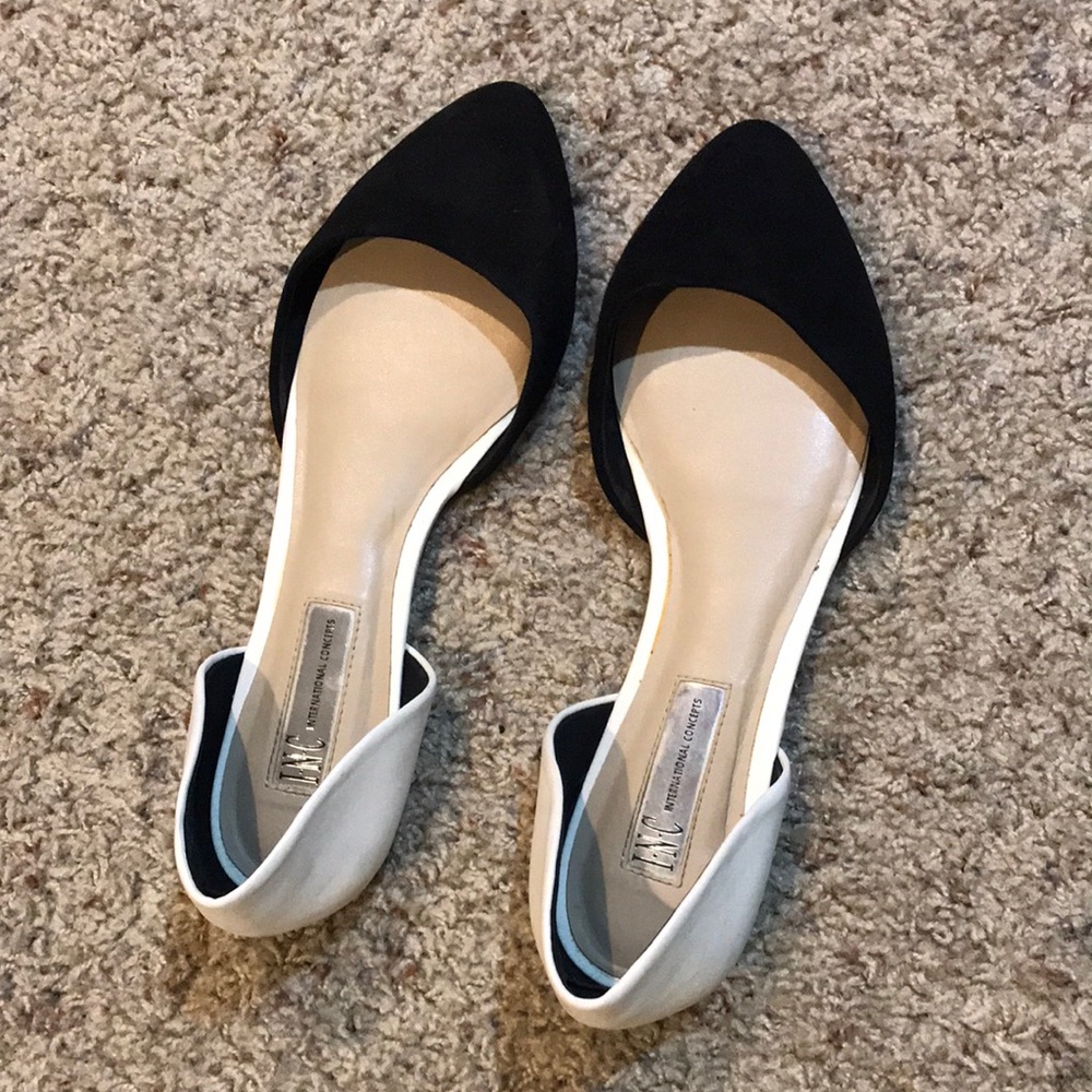 INC black and white flats size 8